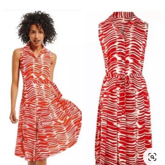 CAbi Dresses & Skirts - CAbi Red Brushstroke Dress, Size XL